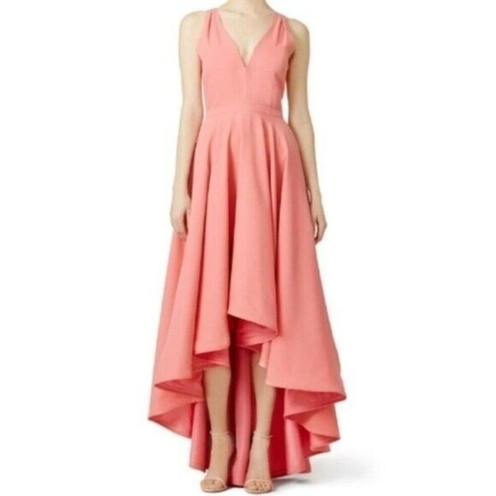 Allison Paris Pink High Low Sleeveless V Neck Dress Marilyn Gown Size 6 READ